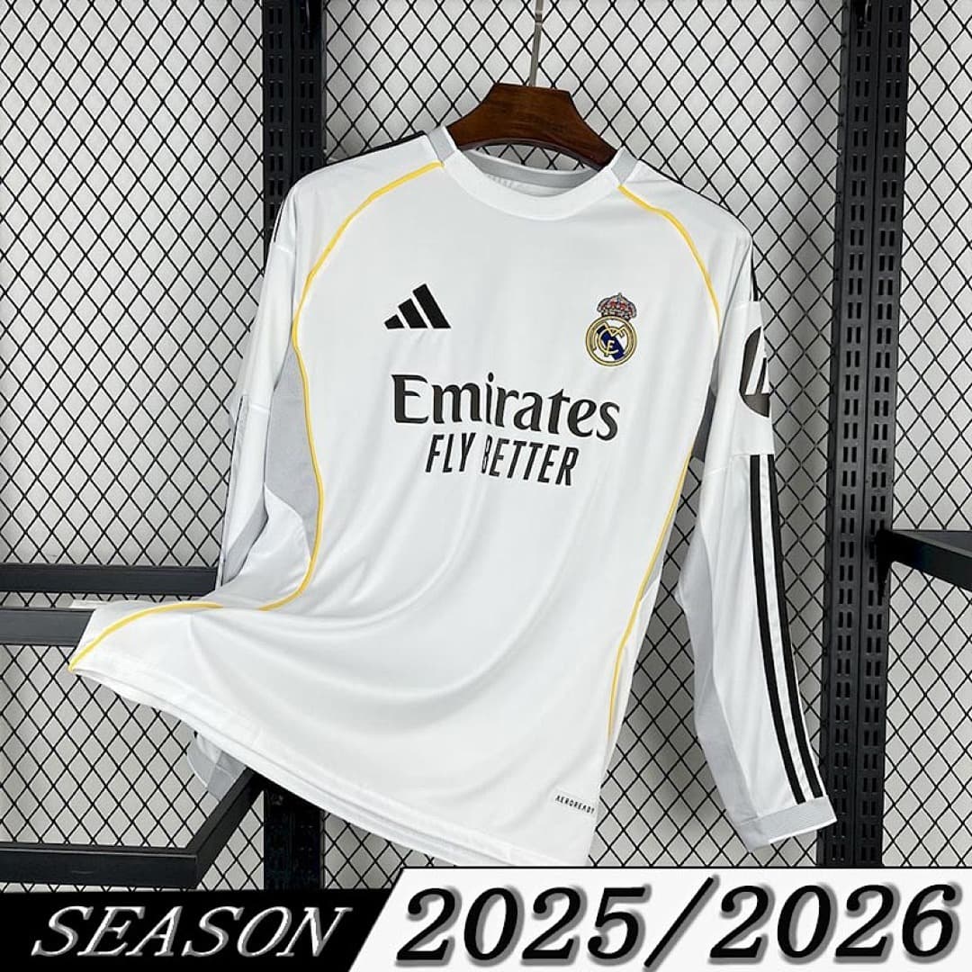 Camisa Real Madrid Home 2025/26 Manga Longa — Real Madrid